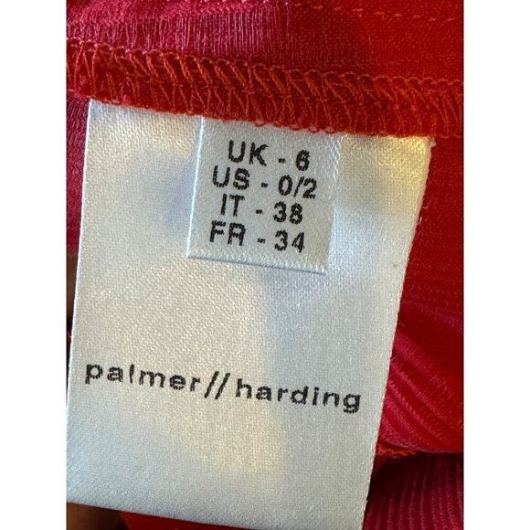 Palmer Harding Pants Women 2 Red Crinkled Fabric Elastic Waist Silence Wide Leg - Picture 10 of 11